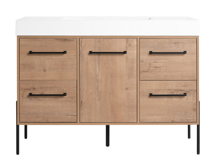 48" Freestanding Bathroom Vanity With Sink, Soft Close Cabinet Doors, 4 Drawers - Imitative Oak