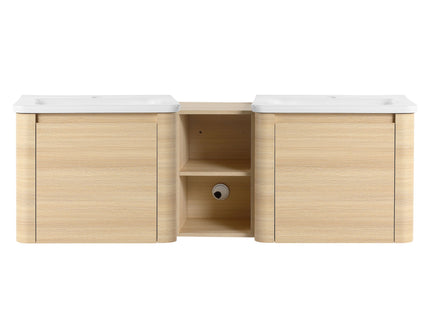 Wall Mounted Bathroom Vanity With Sink And Storage Shelves, Soft Close Doors