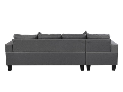 Modern Sectional Sofa Set With L Shape Chaise Lounge, Cup Holder, 4 Seat - Gray