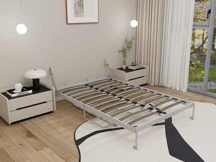 Queen Size Cabinet Wall Bed Mechanism With Desk Panel - Gray