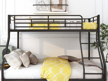 Metal Floor Bunk Bed With Sloped Ladder, Space Saving Design