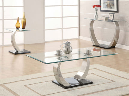 Lana - Satin Glass Top Base Console Table - Silver