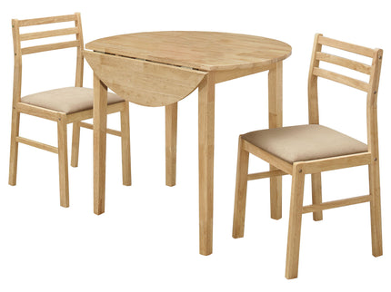 3 Piece Dining Set With Drop Leaf Table And Upholstered Chairs