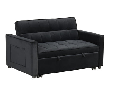 Maeve - Convertible Sleeper Loveseat With Tufting and Side Pocket - Black
