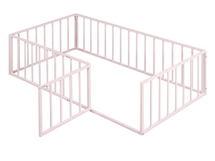 Metal Floor Bed Frame With Fence And Door