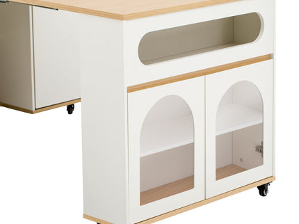 Extendable Dining Table With Folding Top, Rolling Kitchen Island With Drawers And Power Outlet