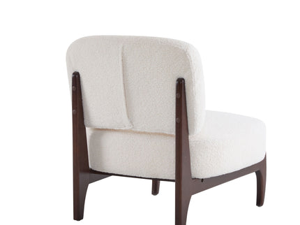 Modern Boucle Lounge Chair With Solid Wood Fram
