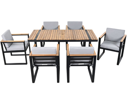 7 Pieces Outdoor Dining Set Patio Dining Table And Chair Set With And Removable Cushions For Patio