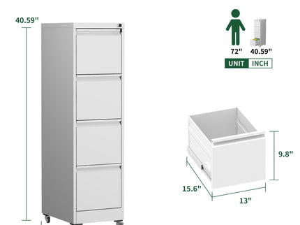 Drawer Metal Locking Vertical File Cabinet With Wheels Heavy Duty Lockable Storage