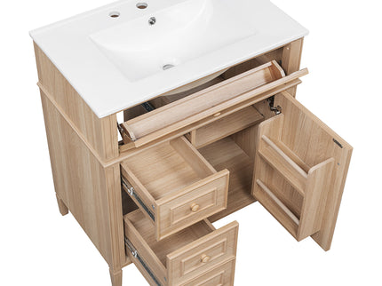 Bathroom Vanity With Sink, Flip Out Drawer, 2 Soft Close Drawers, 1 Soft Close Door - Wood