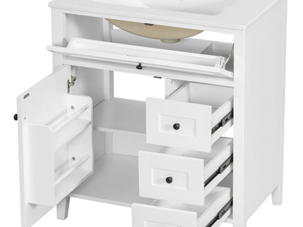 Bathroom Vanity With Sink, 3 Drawers And Adjustable Shelf