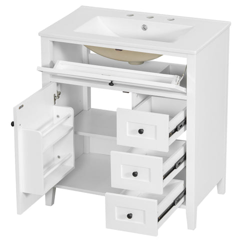 Bathroom Vanity With Sink, 3 Drawers And Adjustable Shelf