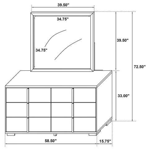 6 Drawer Dresser With Mirror - White