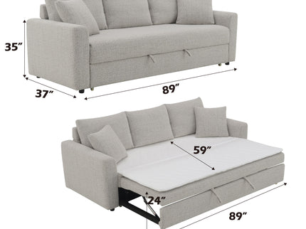 Connie - Boucle Sleeper Sectional Sofa With 2 Toss Pillows - Beige