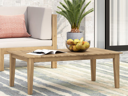 Outdoor Coffee Table With Slat Panel Top - Light Brown