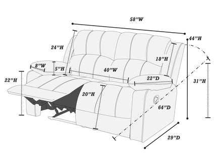 Modern Style Living Room Set With Reclining