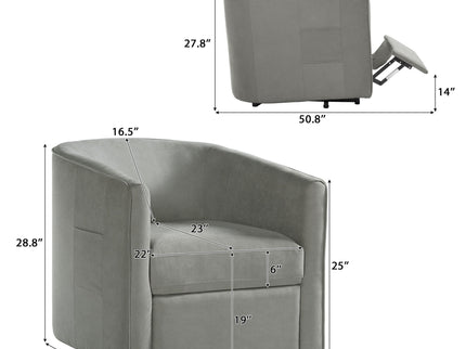 Power Lift Recliner Barrel Shape Reclining Chair With Footrest And Side Pocket