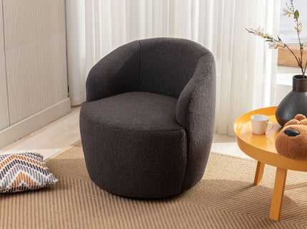 Teddy Fabric Swivel Accent Armchair Barrel Chair With Powder Coating Metal Ring