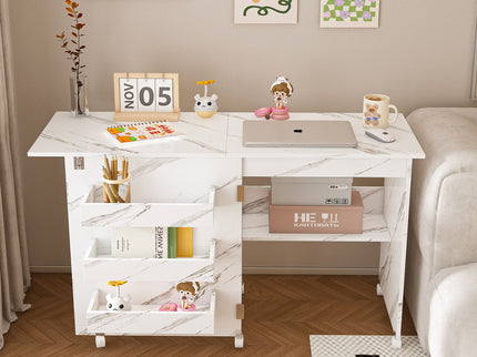 4 In 1 Folding Sewing Table With Lockable Wheels, Multi Functional Craft Station - White