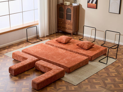 Convertible Floor Sofa Bed With Pillow Back Support Armrest