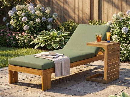 Outdoor Chaise Lounge Set & Side Table, 5 Position Adjustable Patio Recliner