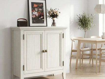 2 Door Buffet Cabinet With Adjustable Shelves - Matte White / Grayish