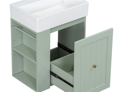 Modern Bathroom Vanity With Sink, Storage Cabinet, Drawer & Side Shelf