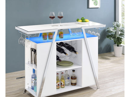 Katia - Wine Cabinet With LED Home Bar, 12 Bottle Storage - Gloss White