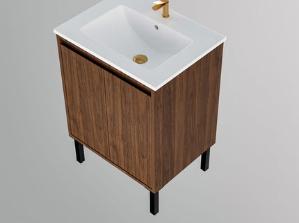 Bathroom Vanity With Ceramic Sink, Floor-Standing Design, Soft-Closing Drawers