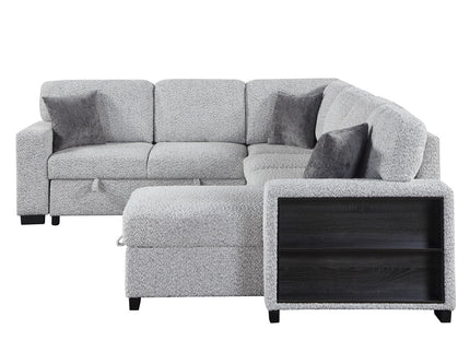 Giza - Modular Sectional Sofa With Sleeper, Storage, USB Charging - Gray