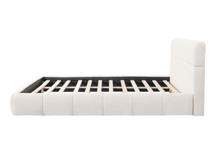 Upholstered Platform Bed Frame With Soft Boucle Headboard
