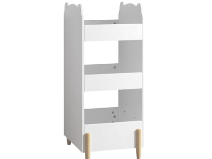 Bear Shaped Bookshelf With Chalkboard Side, 3 Tier Storage Organizer For Playroom - White