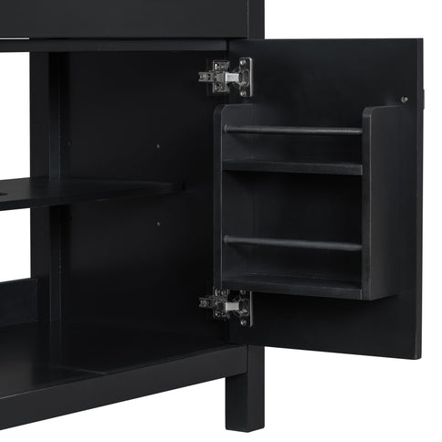 Bathroom Vanity With Ceramic Sink, Modern Single Bathroom Cabinet With 2 Doors And A Shelf, Soft Close Doors