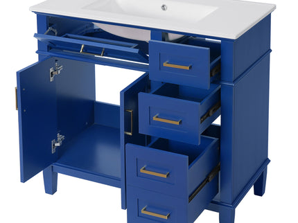 Modern Bathroom Vanity With Ceramic Sink, Soft Close Storage Cabinet