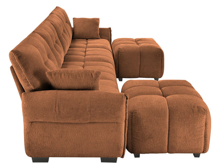 Sofa Set With Ottoman And Pillows, Textured, High Resilience Cushions