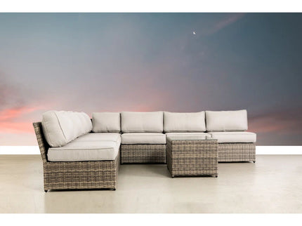 Comfortable Modern Patio Rattan Sectional Set With Cushions