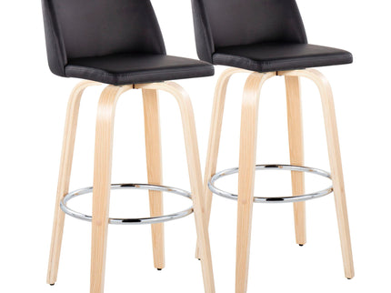 Toriano - Contemporary Fixed Height Barstool & Swivel With Round Footrest (Set of 2)