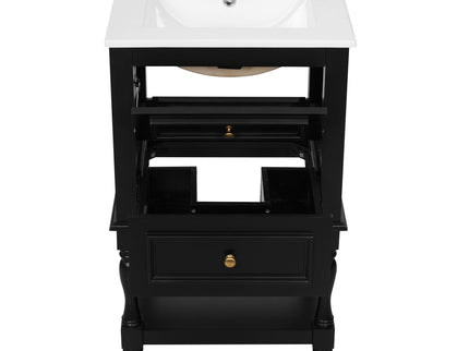 Retro Design Bathroom Vanity With Sink, 2 Drawer Storage Cabinet
