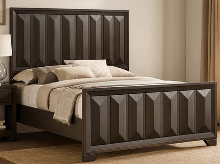 Modern Bed Panel Headboard With Vertical Faceted Design