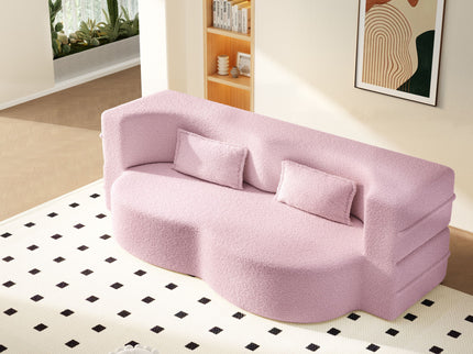 Modern Floor Sleeper Sofa Bed With 2 Pillows, Convertible Twin Size Folding Mattress For Living Room