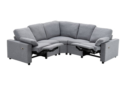 Power Recliner Sectional Sofa Home Theater Reclining Sofa With Two USB Ports, Two Storage Drawers For Living Room