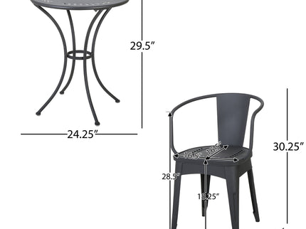 Ambrosia - 3 Piece Bistro Set With Leaf Motifs Top And Seat