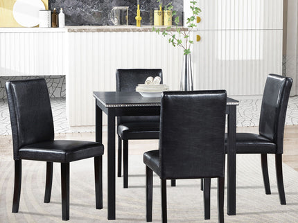 5 Pieces Wooden Dining Table Set, Square Table And 4 Upholstered Chairs