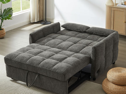 Loveseat Sofa Pull-Out Bed With Adjustable Backrest, 3 USB Ports And 2 Lumbar Pillows For Living Room