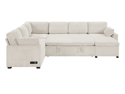 Convertible U-Shaped Sectional Sofa Bed With Reversible Chaise