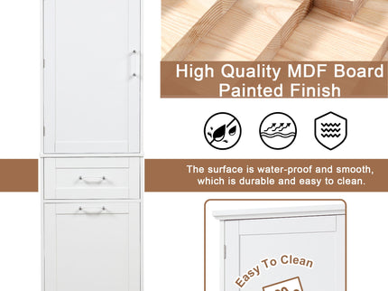 Tall Freestanding Bathroom Storage Cabinet With Adjustable Shelf And 2 Drawers