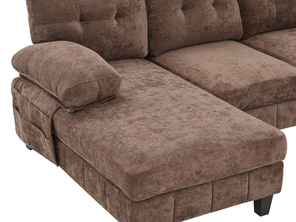 U-Shaped Sectional Sofa 103.5" Fabric Couch With Dual Chaise Lounges, Storage Pockets, Armrest Pillows