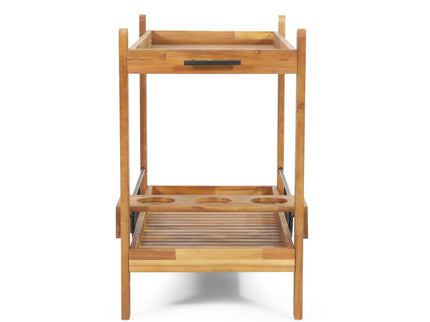 Bar Cart With Wine Bottle Holders, - Black