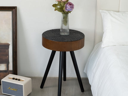 Round Coffee Table With Carved Top For Living Room