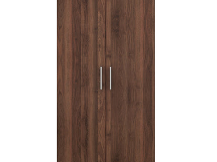2 Door Wooden Wardrobe Armoire With 3 Storage Shelves - Brown